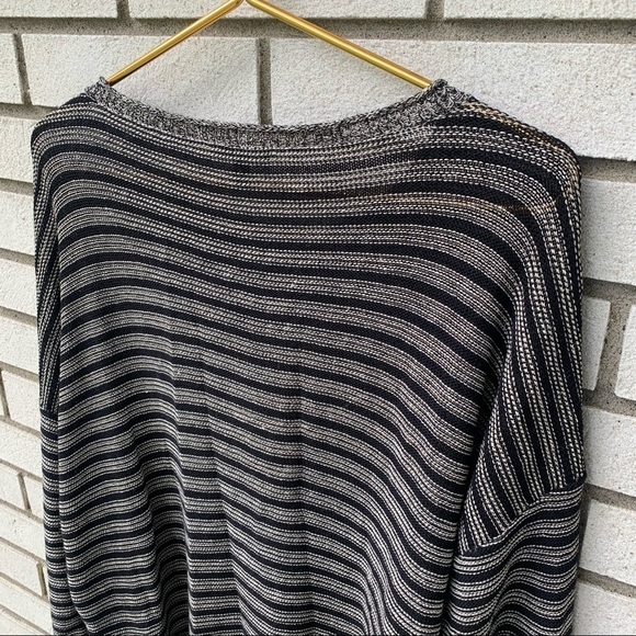 Eileen Fisher Knit Wool Linen Striped Boxy Pullover Sweater - Picture 7 of 10